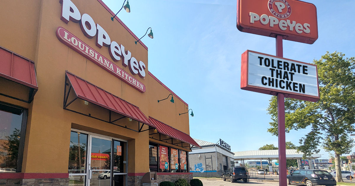 Was This Legally Mandated Or Something? Popeyes Just Quietly Changed Their Slogan From ‘Love That Chicken’ To ‘Tolerate That Chicken’